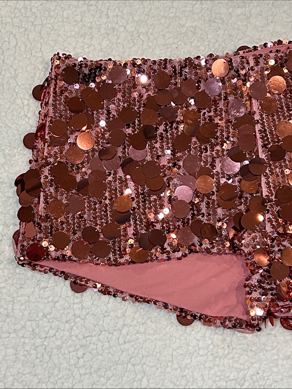 Edikted Sephira Sequin Micro Shorts Medium Light Pink Festival Glam Disco - Picture 3 of 13